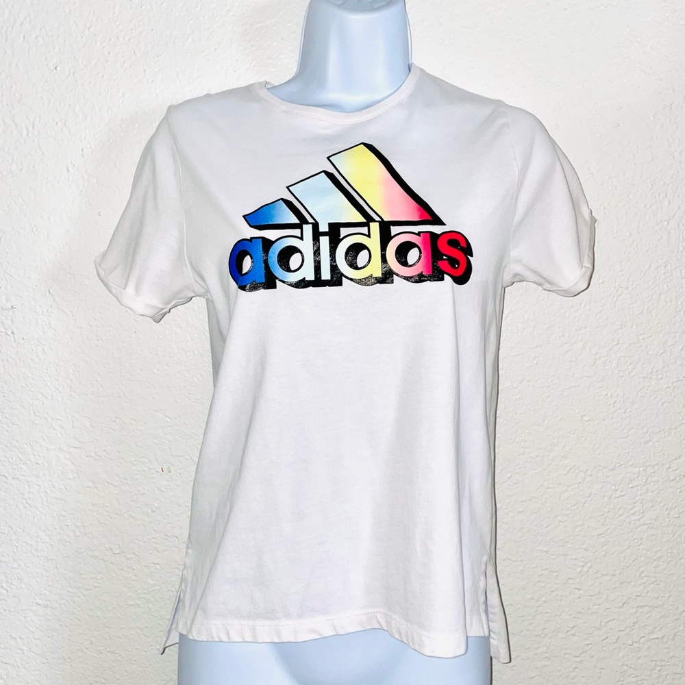 Adidas girls white tee shirt size 14 lg